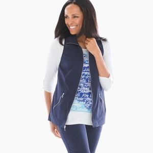 Zenergy by Chicos NWT! Navy Blue  Neema Shadow-Stripe Vest